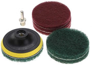 Kit di pulizia per pavimenti e piastrelle - 10 cm - Set completo di pulitori - Asse metallico - Pannelli di pulizia in nylon - 6 pezzi - Adatto per pavimenti e piastrelle - Spazzola da pulizia