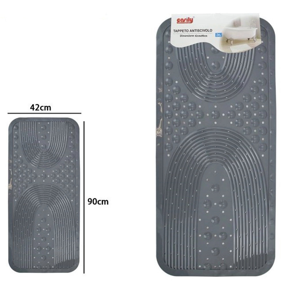 Trade Shop - Tappeto Antiscivolo Per Vasca Da Bagno Doccia Grigio 42x90 Cm Rettangolare 87555 -