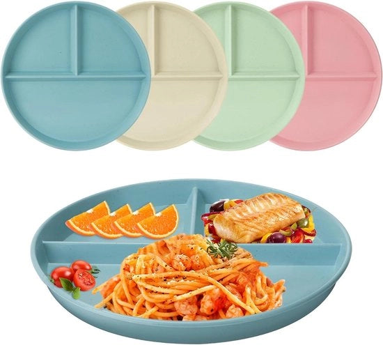 Piatti da dessert condivisi premium 4 pezzi per controllo porzioni - Piatti da dieta indeformabili - Piatti da dessert per adulti e bambini