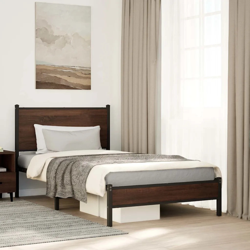 Giroletto senza Materasso-Struttura Letto in Metallo Rovere Marrone 100x200 cm 872429