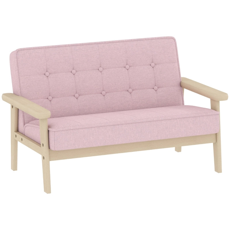 DIVANO per bambini 77x42x48 cm Rosa in legno e tessuto