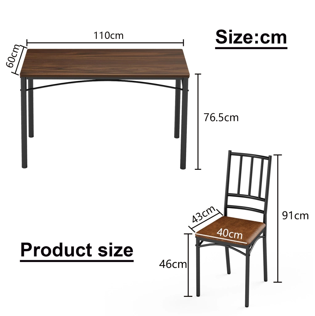 Set tavolo da pranzo con 4 sedie, noce, 110 x 60 cm