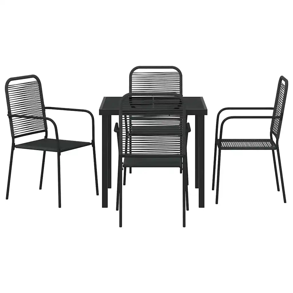Set da Pranzo per Giardino 5 pcs Nero