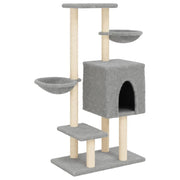 Tiragraffi per gatti torre per arrampicata giocattolo piattaforma per arrampicata con tiragraffi in sisal leggero 117 cm grigio 02_0022553