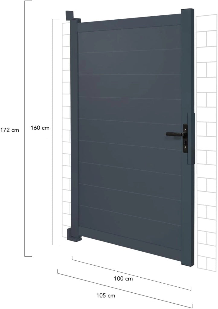 Porta a battente 100 x 160 cm in alluminio grigio antracite