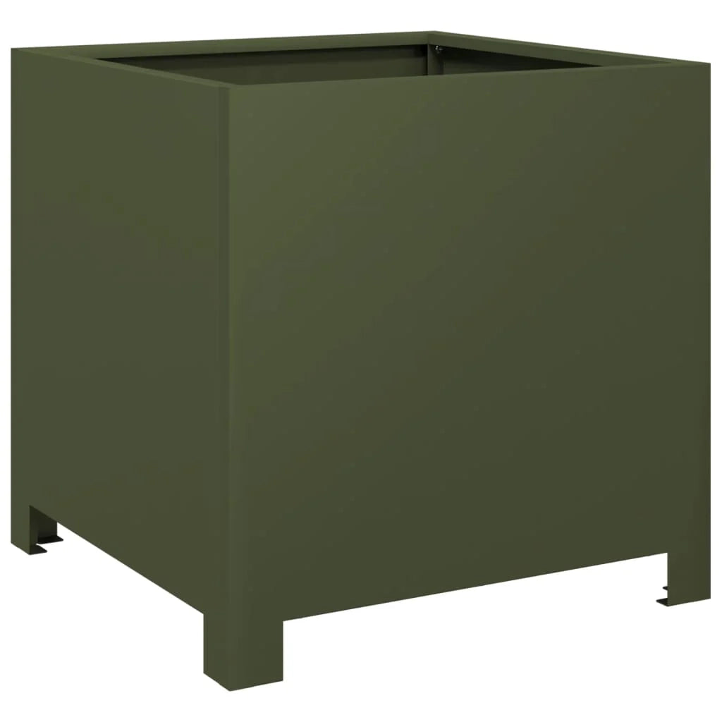 Fioriera aiuola rialzata fioriera aiuola giardino terrazza set da 2 verde oliva 40 x 40 x 40 cm acciaio verde 02_0039082