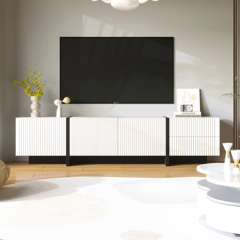 Mobile TV 3 Porte 2 Cassetti - Xylo - Panello particelle Bianco+Nero