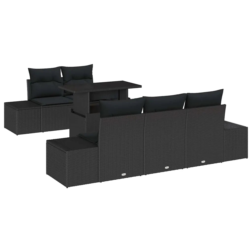 Set Divano da Giardino con cuscino con archiviazione 6 pcs Nero