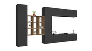 Parete TV attrezzata antracite sospesa design moderno pensile 2 armadi libreria Ferd RT