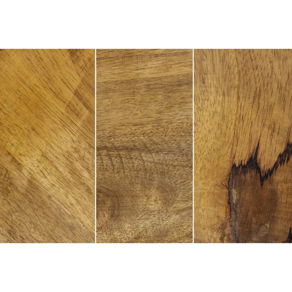 Tavolino basso NEXORA 70 cm in legno massello di mango e ferro nero design geometrico