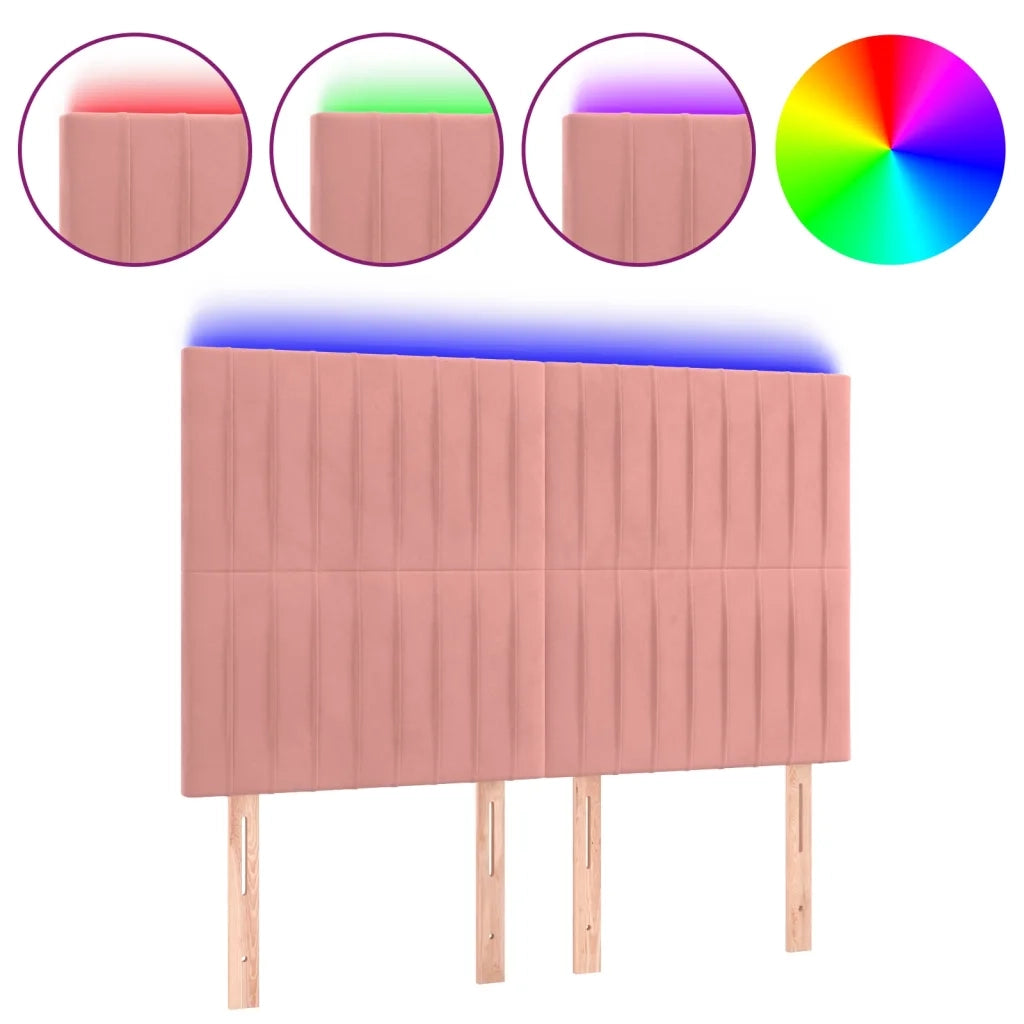 Testiera a LED-Testata con LED Rosa 144x5x118/128 cm in Velluto 761239