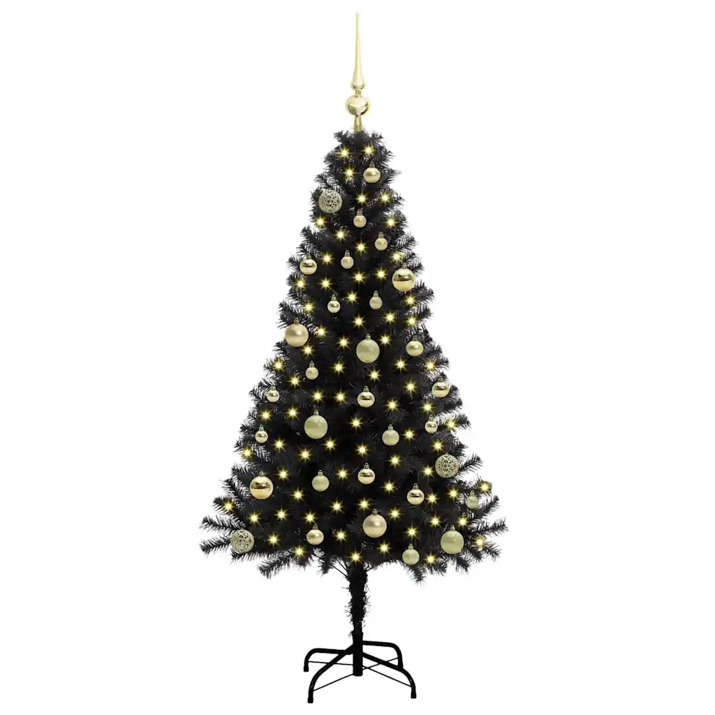 Albero di Natale | Decorazioni natalizie con 150 LED con supporto Nero 150 cm PVC