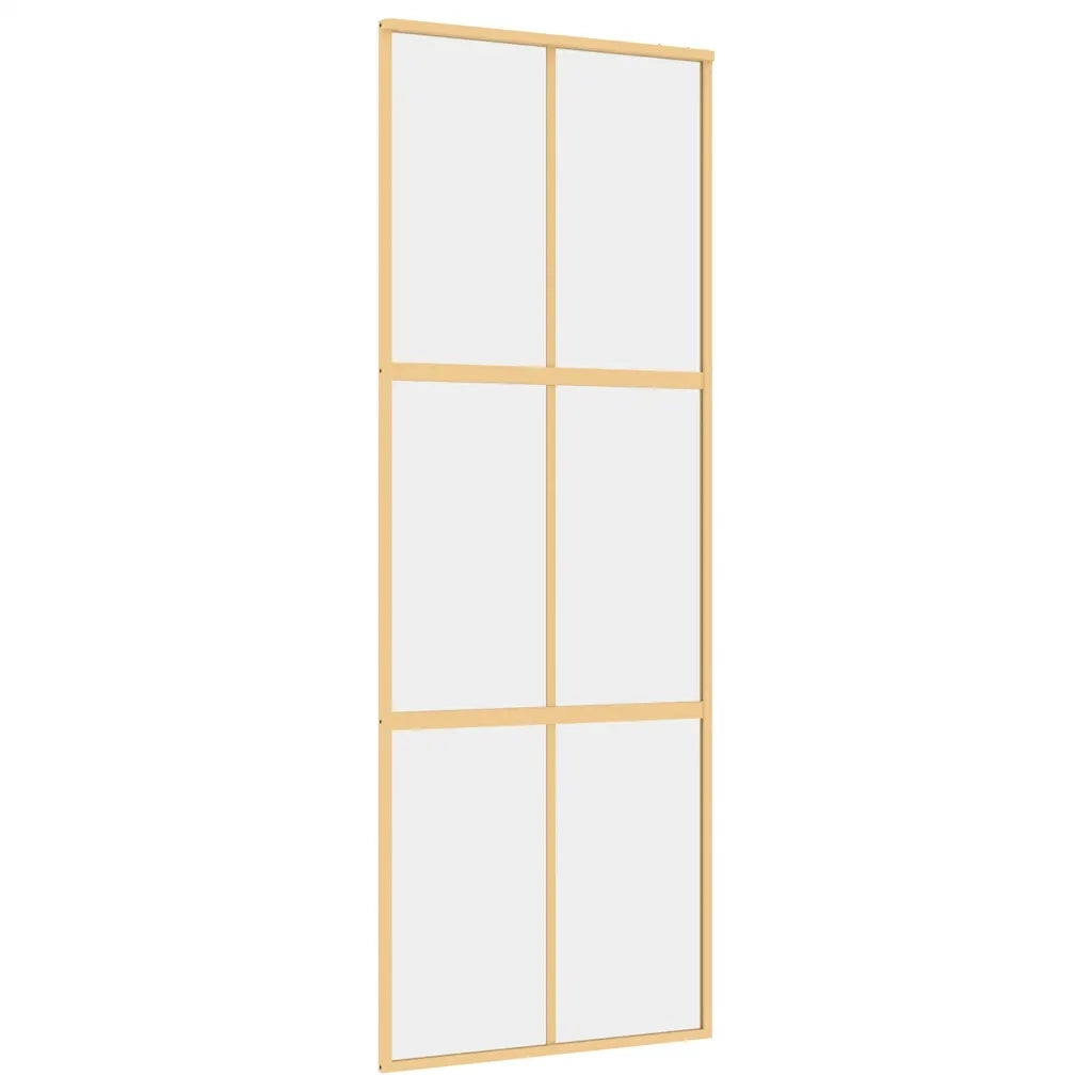 Porta Scorrevole Dorata 76x205 Vetro Trasparente ESG Alluminiocod mxl 107689