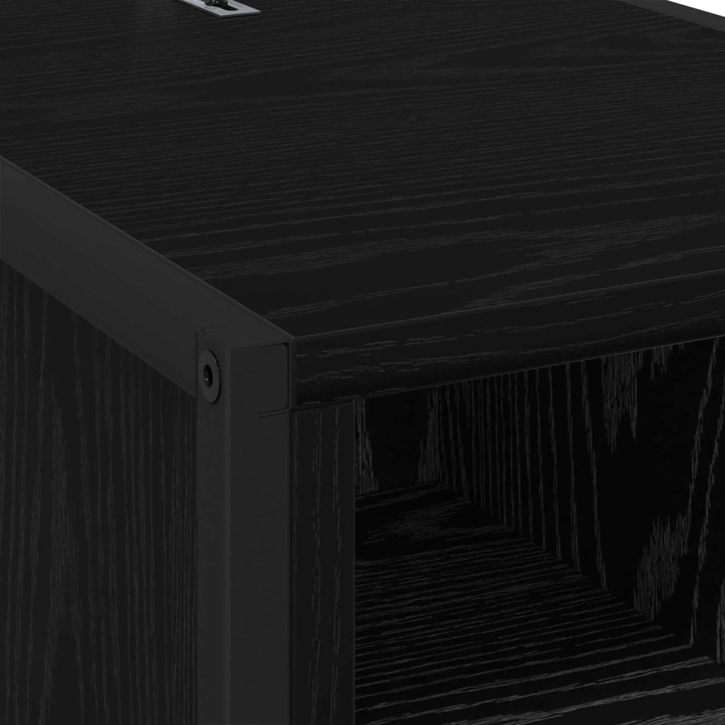 Comodino | Armadio da Notte | Mobiletto da notte Rovere Nero 39,5 x 30 x 50 cm Legno multistrato