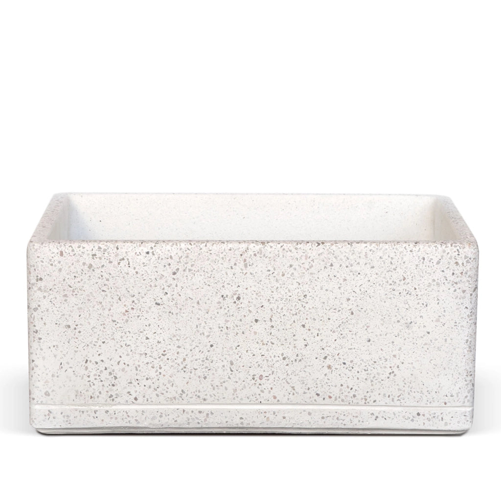 Lavello da Giardino Senza Rubinetto 45x30x20 cm in Cemento e Granulati di Marmo Rodi-TZ Bianco Terrazzo