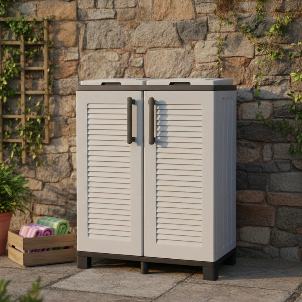 Contenitore per Rifiuti Alistar, Pattumiera Capacità 220 (110 per Sacco) Made in Italy, 68x37x90h cm Grigio Chiaro