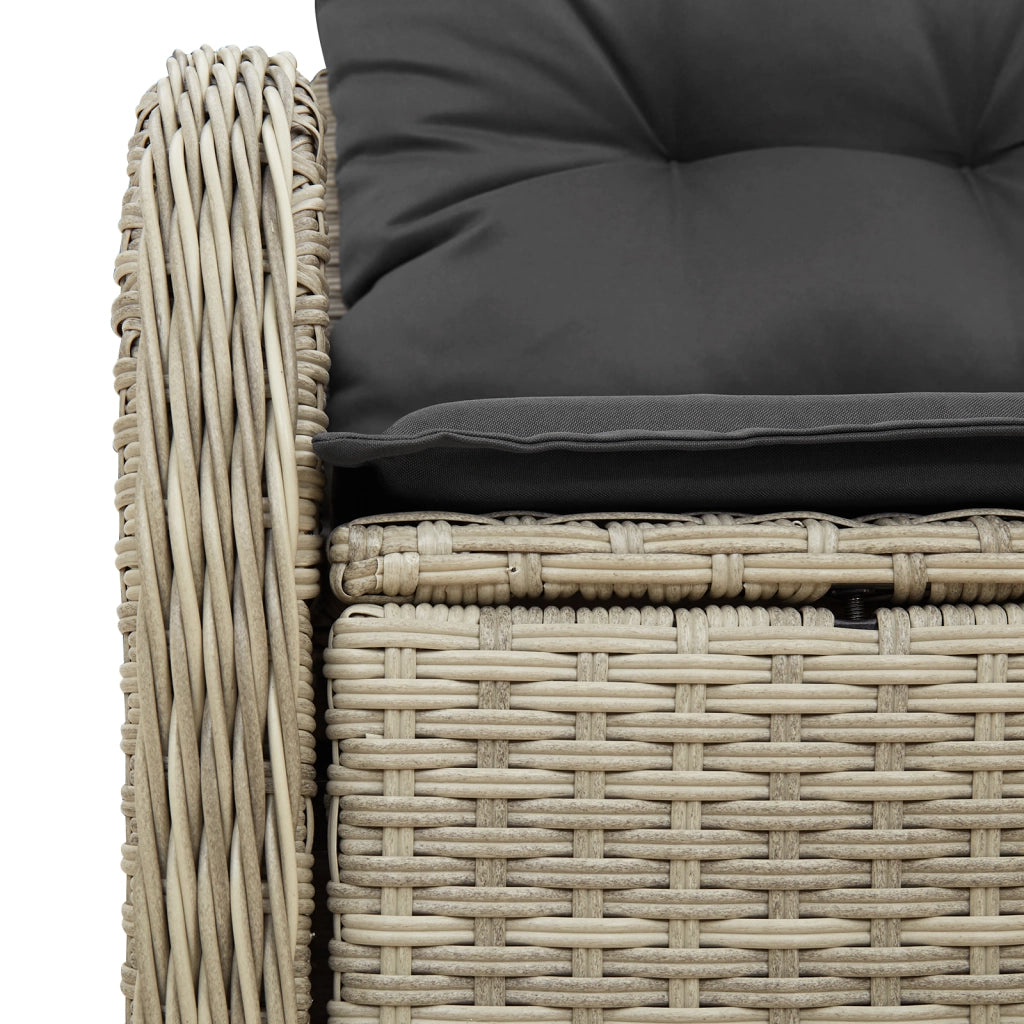 Divano da giardino a 2 posti  con spazio di archiviazione e cuscini grigio chiaro in rattan sintetico