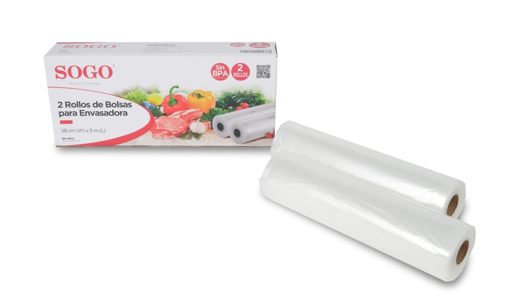 Rotoli sacchetti sottovuoto per macchina sigillatrice, 2 rotoli 28cm x 5m, plastica polietilene senza BPA cucina - SOGO