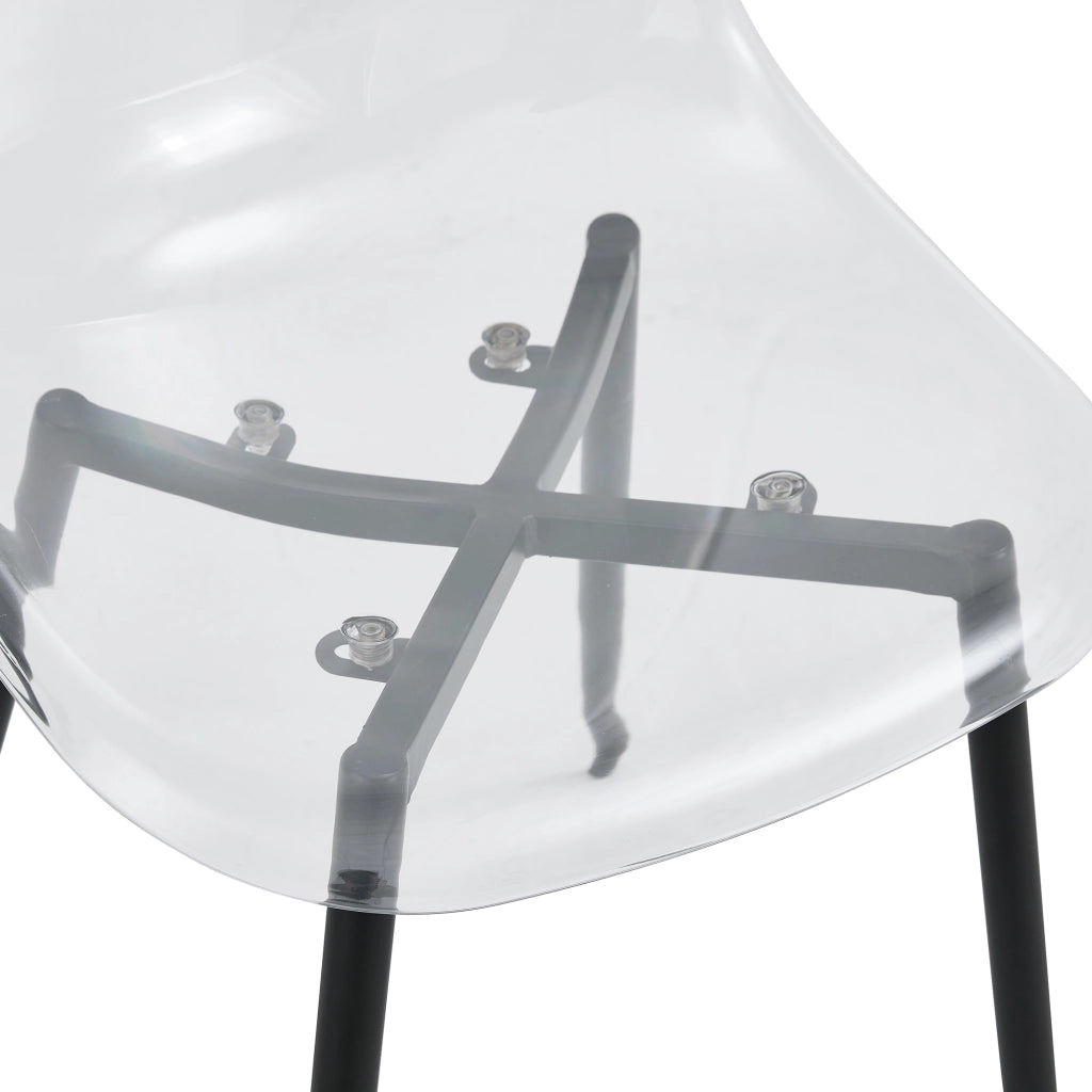 SEDIA Trasparente con gambe in metallo nero, 83 cm, Set da 4 pezzi
