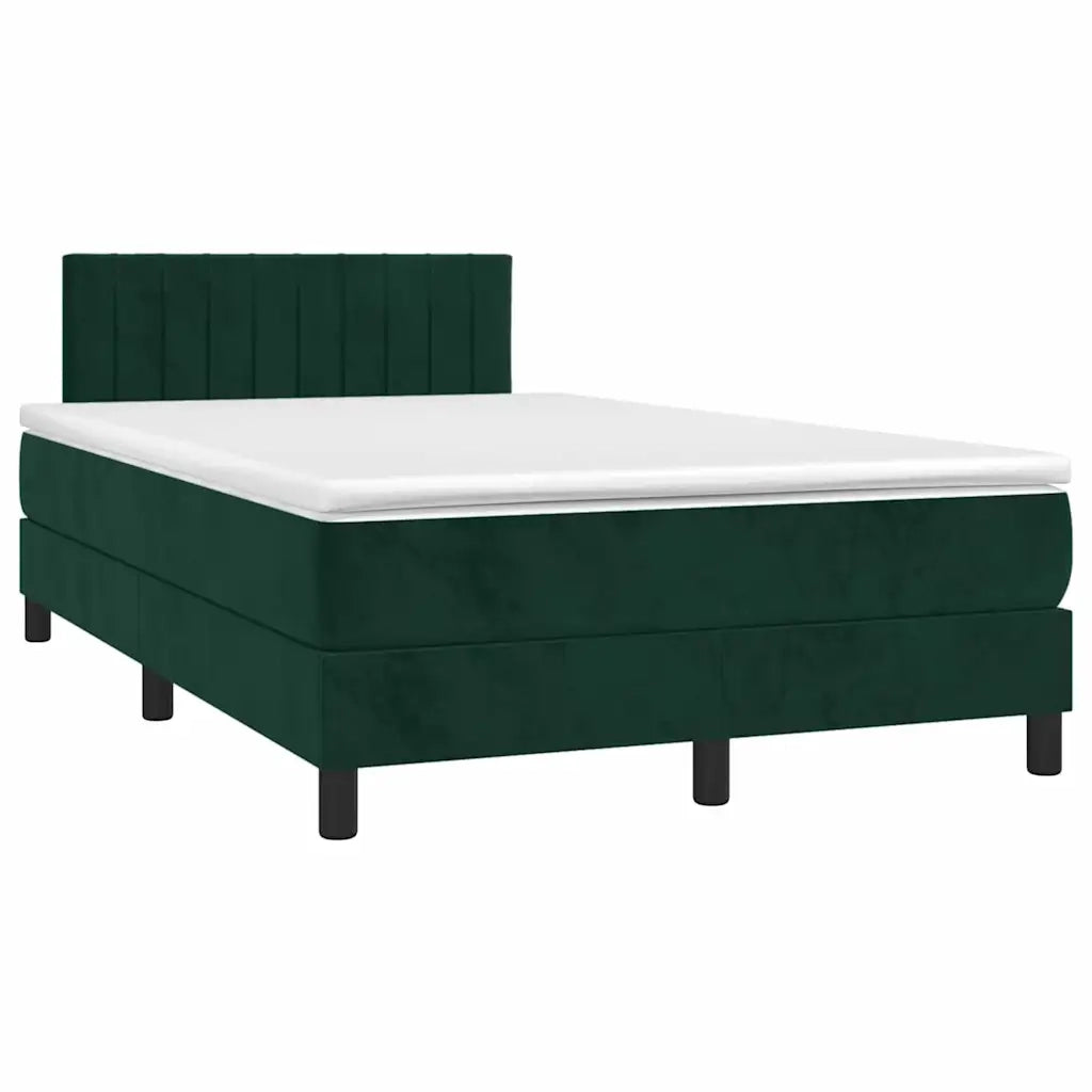 Letto a Molle con Materasso e LED Verde Scuro 120x200cm Velluto 3134516