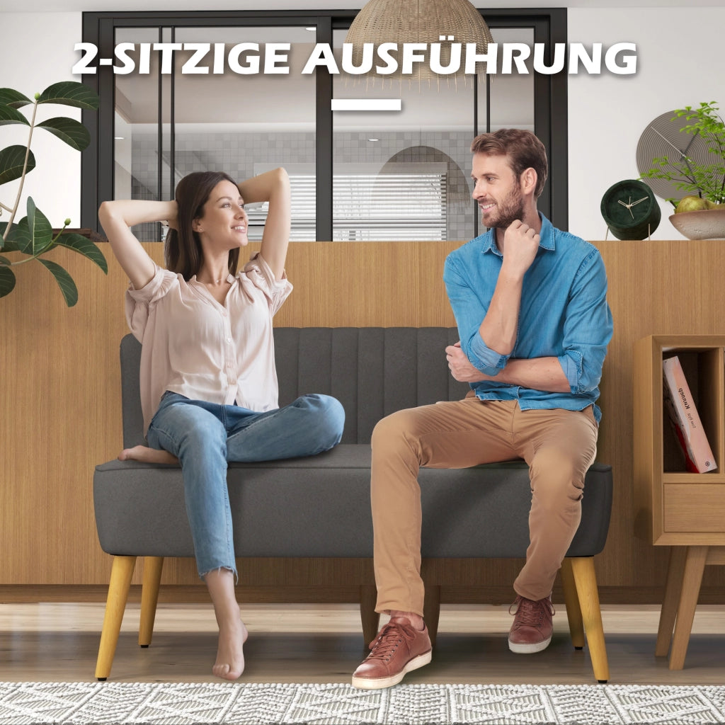 Divano a 2 posti compatto con seduta imbottita e schienale morbido in poliestere grigio scuro 117 × 56,5 × 77 cm