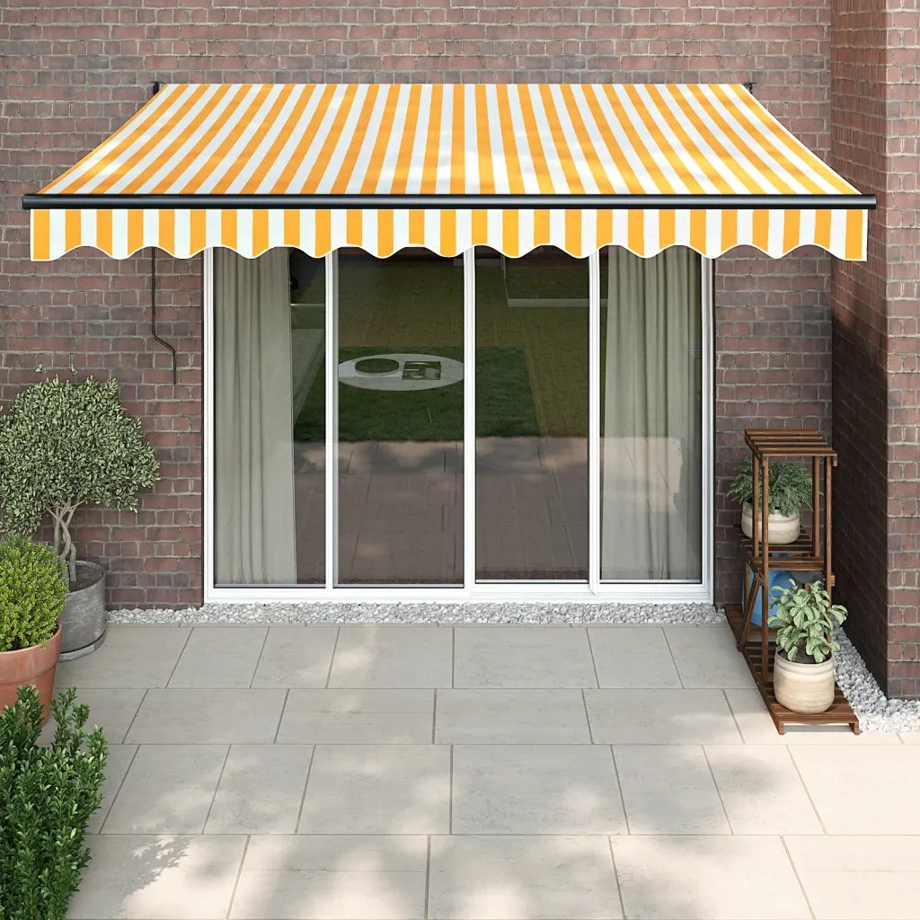 Tenda Retrattile Gialla e Bianca 3,5x2,5 m Tessuto e Alluminio 3154457