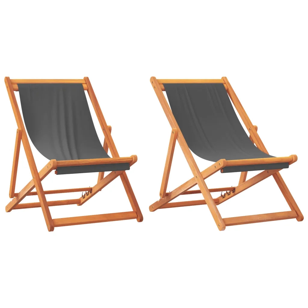 Sedie da Spiaggia Pieghevoli 2 pz in Tessuto Grigio 3214493