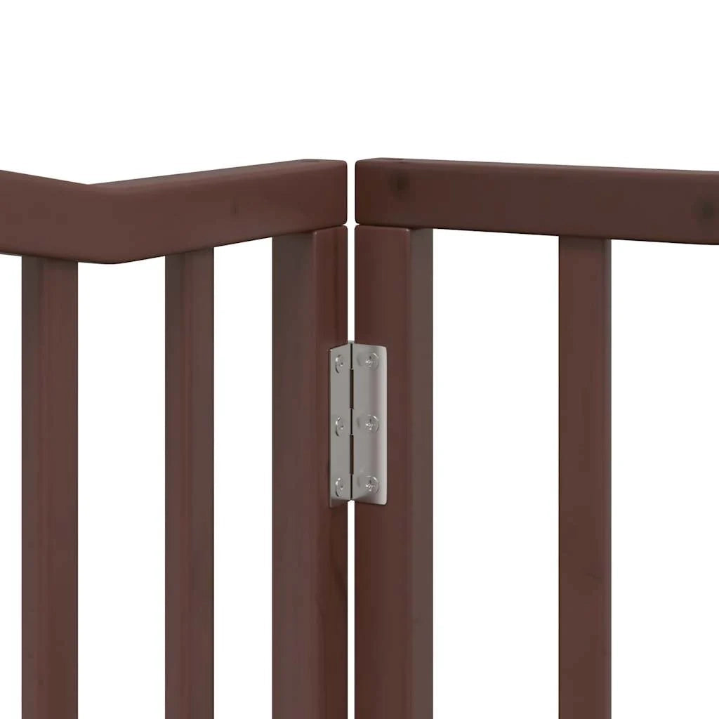 Cancelletto di sicurezza per cani con porta in legno di pioppo marrone a 4 pannelli 02_0023304