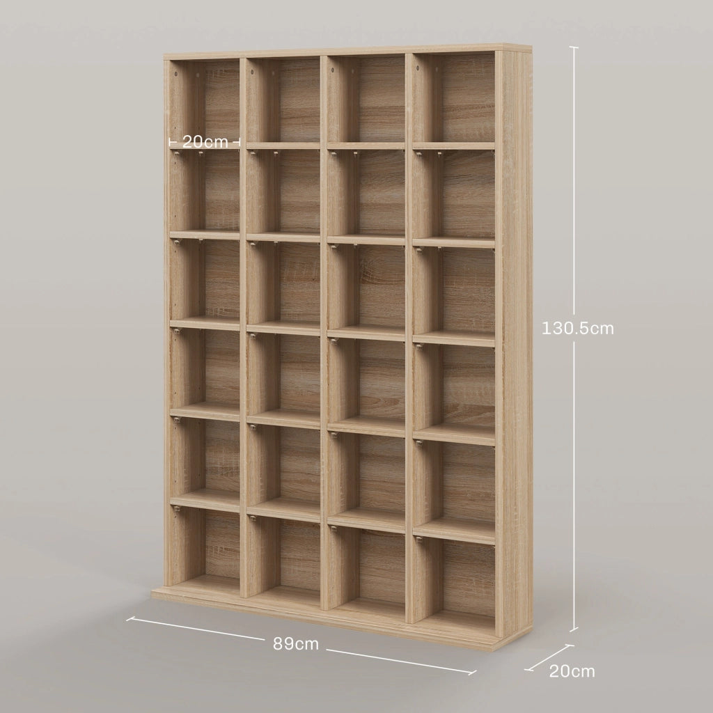 Mobile Porta CD con Ripiani Regolabili per 456 CD o 336 DVD. 24 Scomparti. 89x20x130.5 cm. Legno