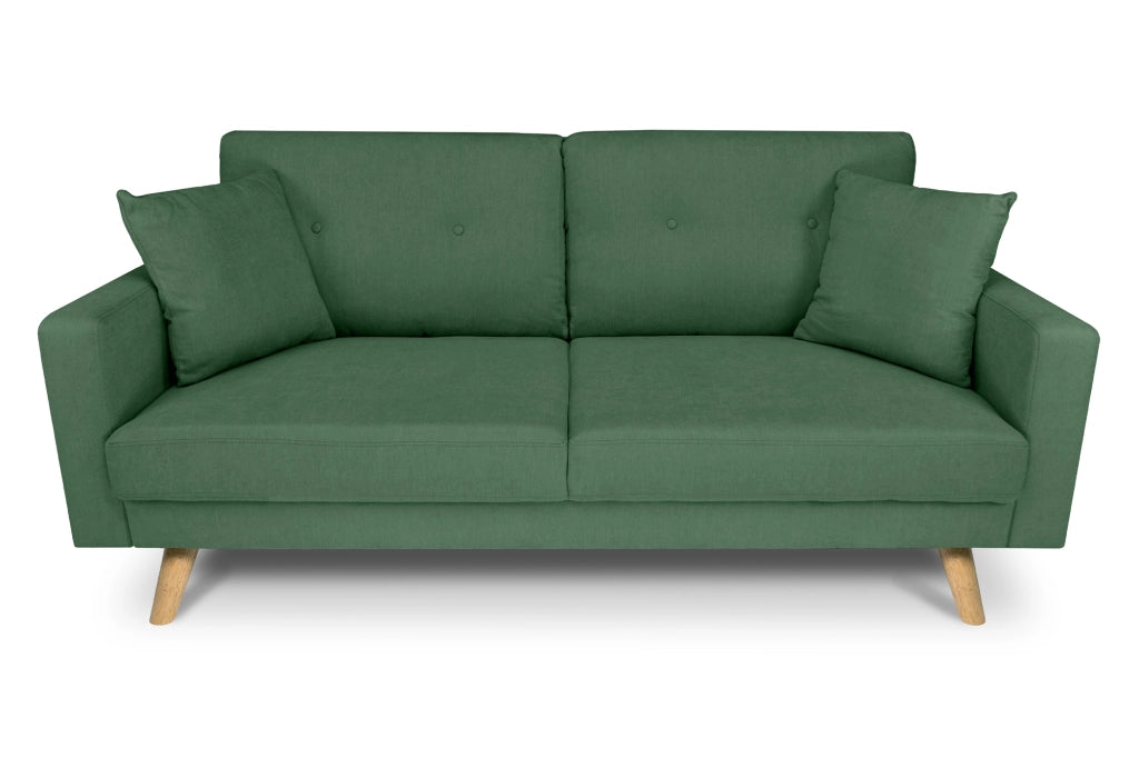 Divano 3 posti in tessuto vellutato verde abete piedi in legno - Chloe - DI-CH38FBC-PL