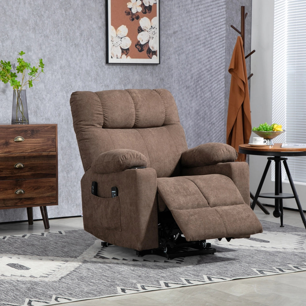 Poltrona Relax Elettrica con Alzapersona ¨C Zephmum ¨C Marrone 90x75x100cm