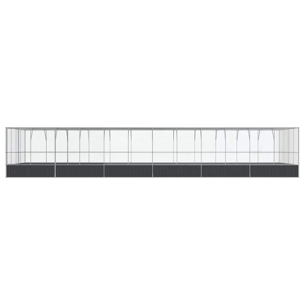 Voliera a gabbia con estensione in argento 1246 x 414 x 212 cm acciaio argento 02_0045649