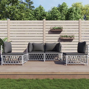 Set Salotto da Giardino 4 pz con Cuscini in Acciaio Biancocod mxl 100543