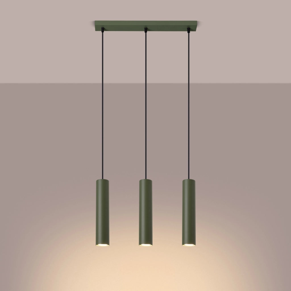 Lampada da soffitto LAGOS in acciaio verde oliva a 3 luci GU10 LED IP20 Loft moderno