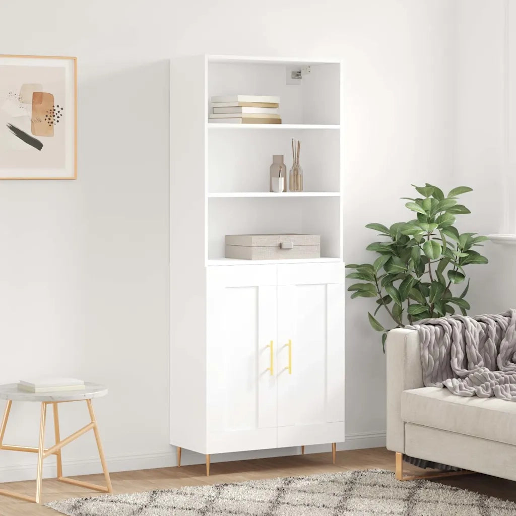 Credenza | Madia | Buffet da pranzo | Armadio da pranzo Bianca 69,5x34x180 cm in Legno Multistrato
