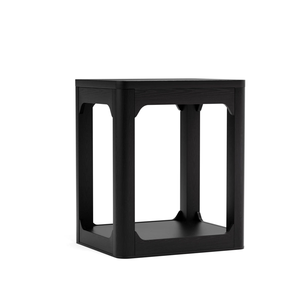 Tavolini da salotto set 2 pezzi con 2 ripiani e bordo arrotondato in MDF; per soggiorno e ufficio; nero