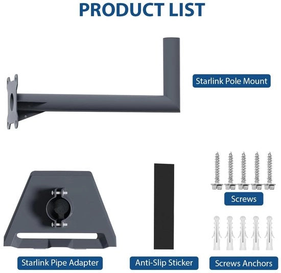 Supporto per Satellite Robusto e Sostenibile - Altezza Regolabile - Sostegno per Antenna - Struttura in Acciaio di Alta Qualità - Sicuro - Sostegno fino a 500 Libbre - Antenna