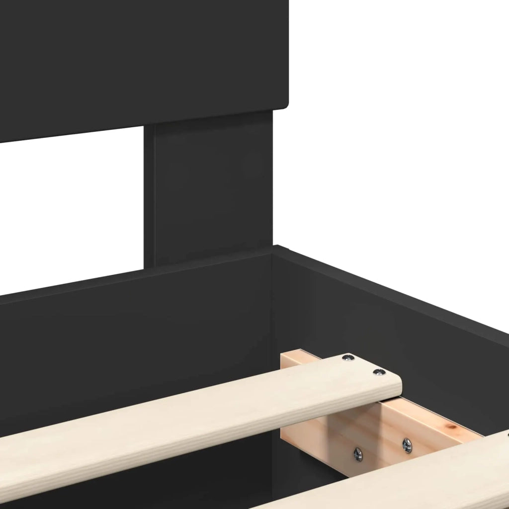 Struttura del letto-Giroletto Nero 135 x 190 cm Legno ingegnerizzato