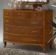 Comò arte povera mod Sole in legno color noce Bassano con cassetti intarsiati