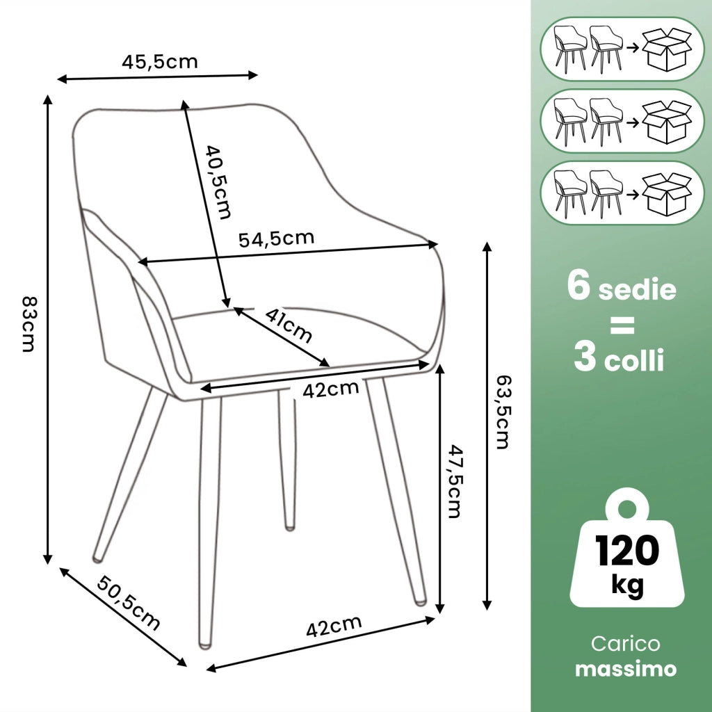 Set di 6 Sedie in velluto liscio ESTELLE Verde Bottiglia gambe oro