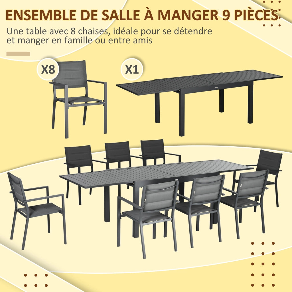 Tavolo da pranzo allungabile esterno ¨C Minimal ¨C 135x270 cm grigio 8 sedie