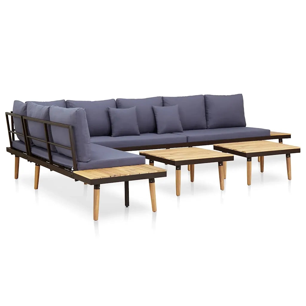 Set Divani da Giardino 7 Posti con Cuscini Legno Acacia Marrone cod mxl 39364