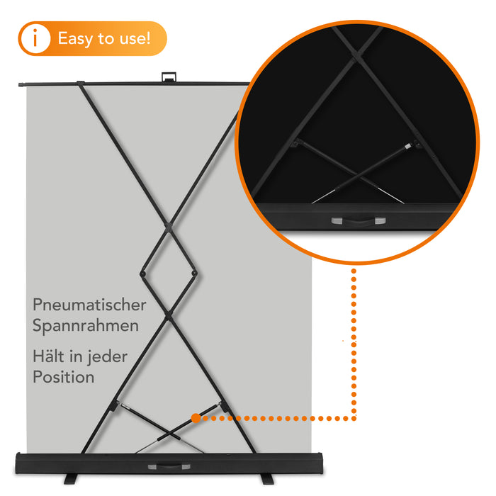 Fondale fotografico roll-up grigio 165x220, sfondo portatile con scatola di trasporto per fotoshooting, sistema autoportante, telo ingualcibile per studio fotografico