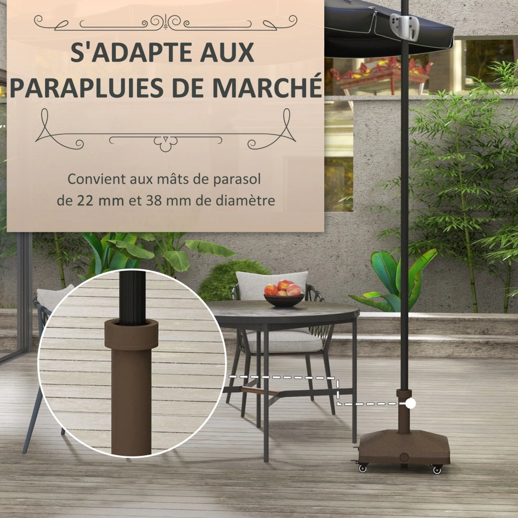 Base per Ombrellone Quadrato con 4 Ruote ¨C zephmum ¨C 45x45x39 cm HDPE Marrone