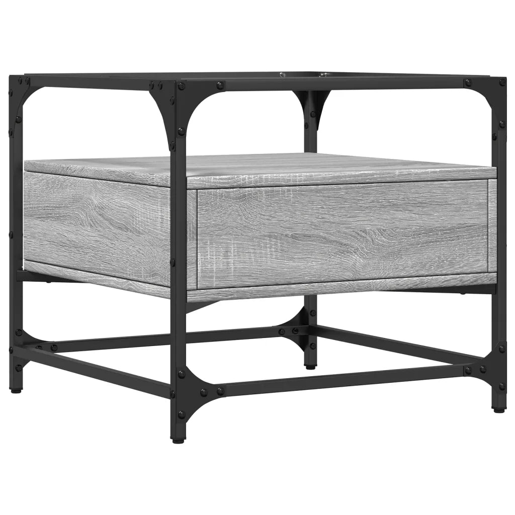 Tavolino da salotto | Tavolino da caff¨¨ | Tavolino da Soggiorno con Piano in Vetro Grigio Sonoma 50x50x45 cm Acciaio