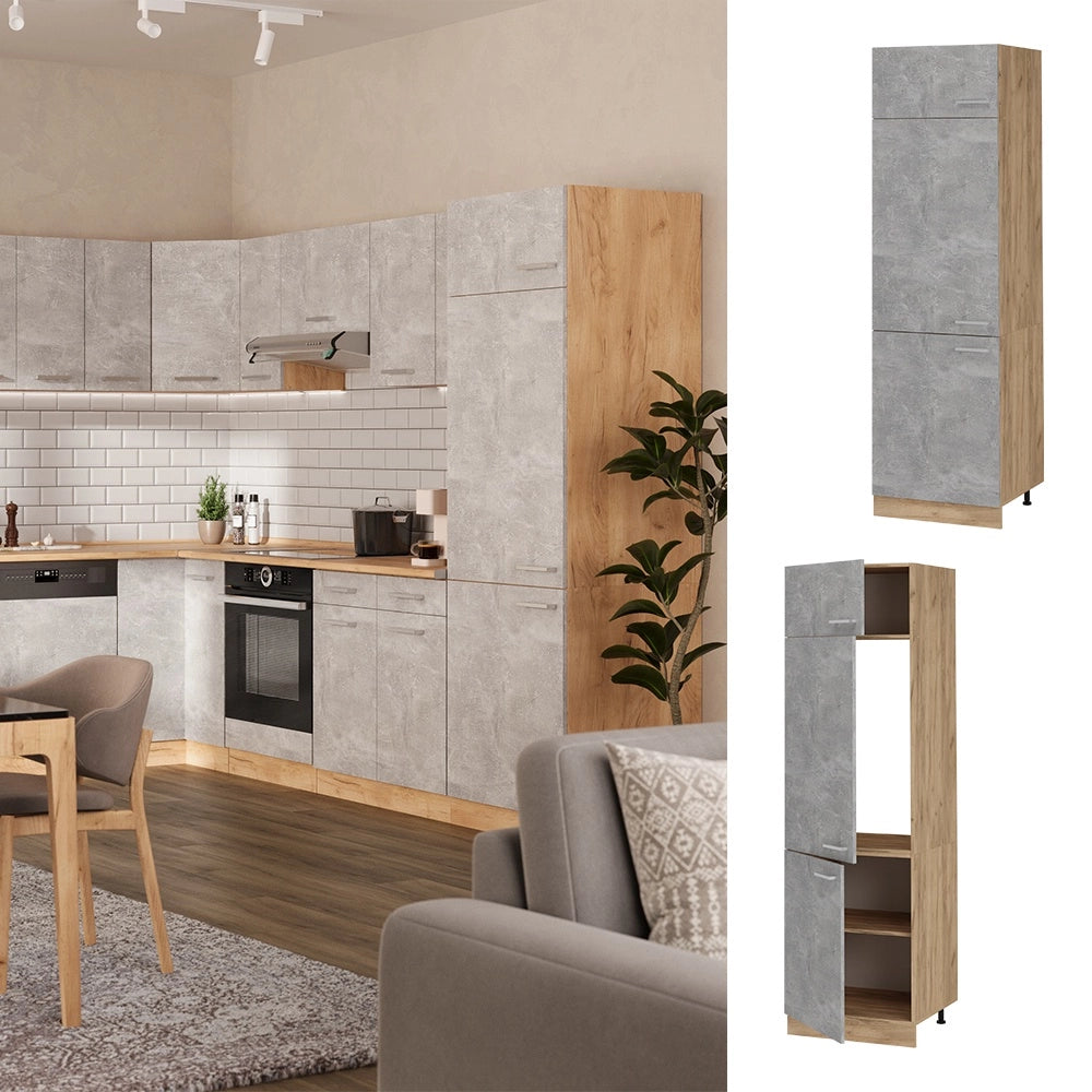 Armadio frigorifero R-Line Calcestruzzo/Rovere dorato 60 cm Vicco