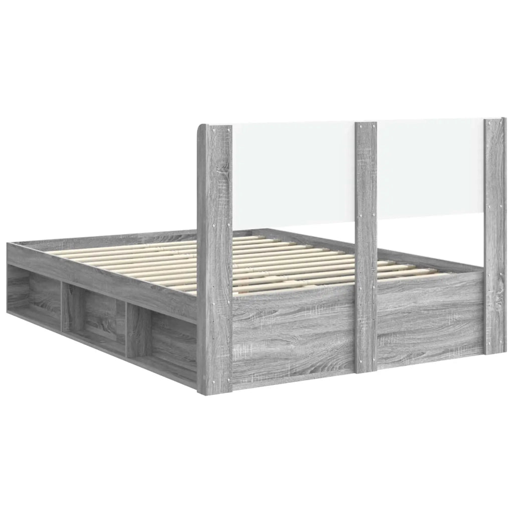 Struttura del letto con stoccaggio e testata Sonoma grigio