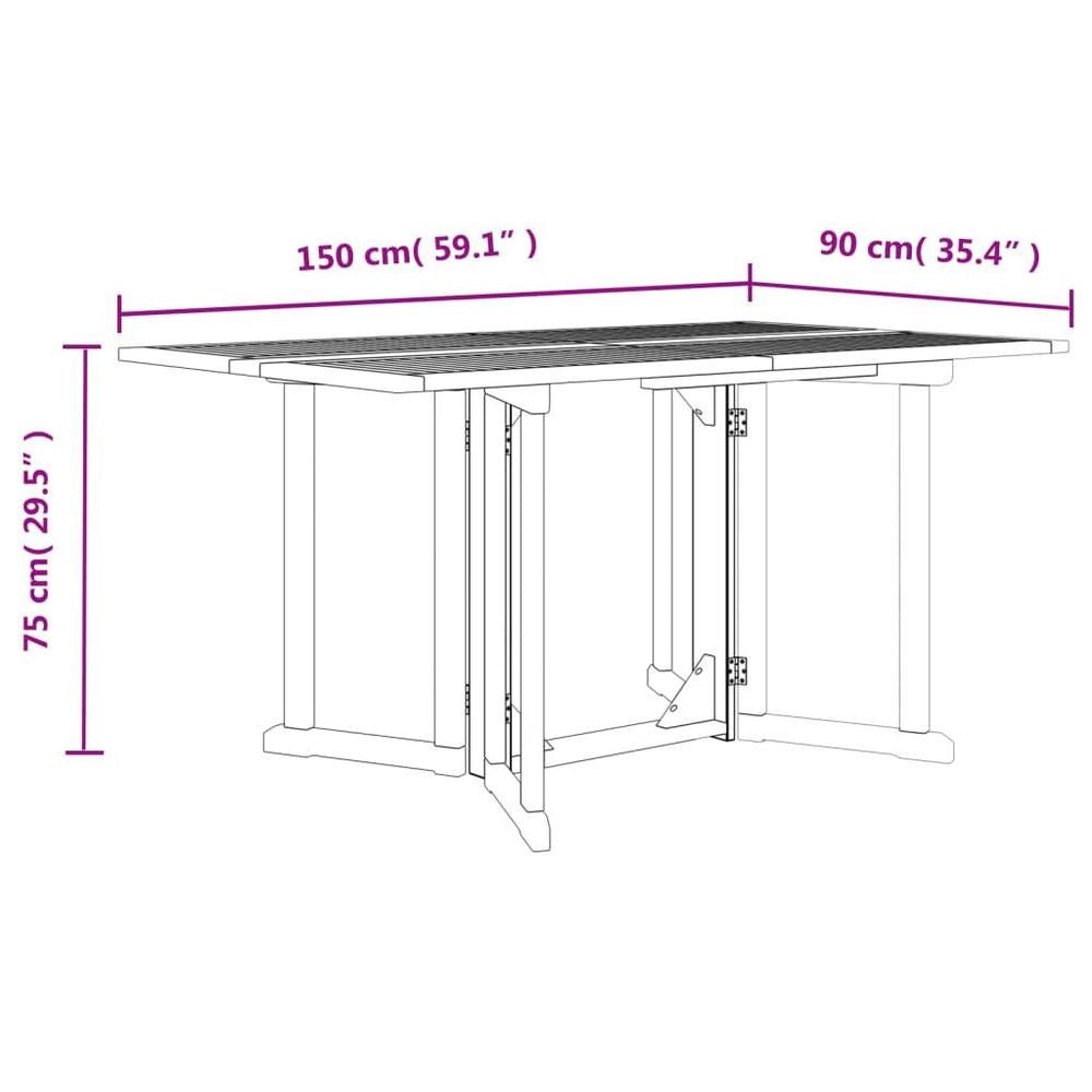 Butterfly Garden Folding Table 150x90x75 Cm Solid Teak Wood