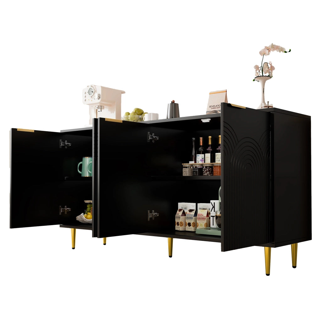 Credenza contenitore 160x40x80 cm nera - 4 ante e ripiani regolabili
