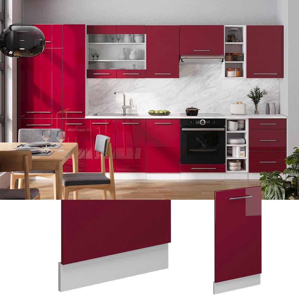 Pannello frontale della lavastoviglie Fame-Line Bordeaux lucido/Bianco 45 cm, PL Antracite Vicco